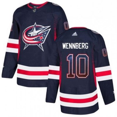 Mens Adidas Columbus Blue Jackets 10 Alexander Wennberg Authentic Navy Blue Drift Fashion NHL Jersey