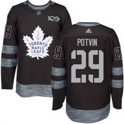 Maple Leafs #29 Felix Potvin Black 1917 2017 100th Anniversary Stitched NHL Jersey