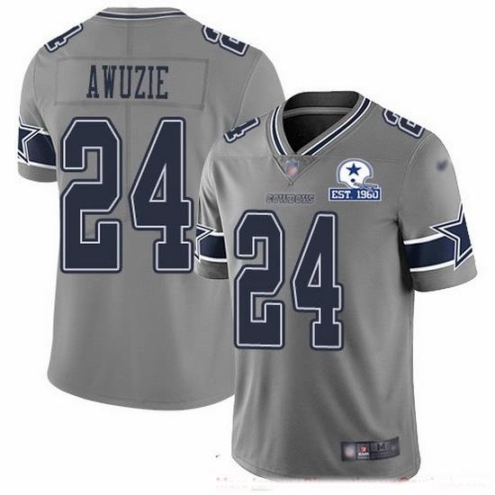 Nike Cowboys 24 Chidobe Awuzie Gray Men Stitched With Established In 1960 Patch NFL Limited Inverted Legend Jersey