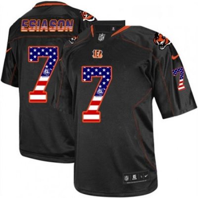 Mens Nike Cincinnati Bengals 7 Boomer Esiason Elite Black USA Flag Fashion NFL Jersey