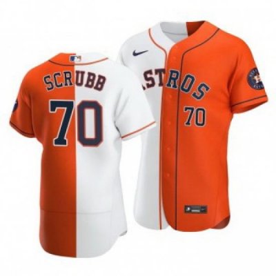 Men Houston Astros 70 Andre Scrubb Split White Orange TWo Tone Jersey