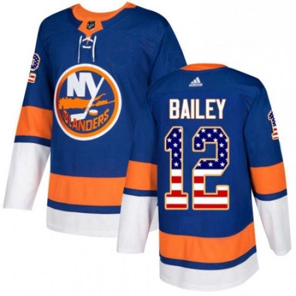 Mens Adidas New York Islanders 12 Josh Bailey Authentic Royal Blue USA Flag Fashion NHL Jersey