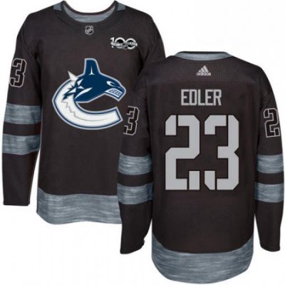 Mens Adidas Vancouver Canucks 23 Alexander Edler Authentic Black 1917 2017 100th Anniversary NHL Jersey