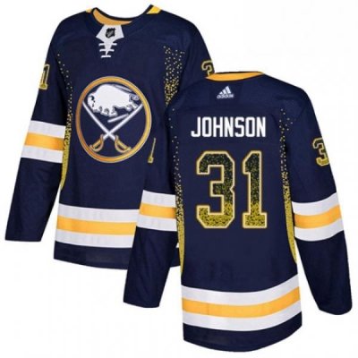 Mens Adidas Buffalo Sabres 31 Chad Johnson Authentic Navy Blue Drift Fashion NHL Jersey