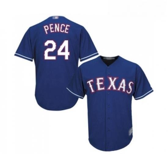 Youth Texas Rangers 24 Hunter Pence Replica Royal Blue Alternate 2 Cool Base Baseball Jersey