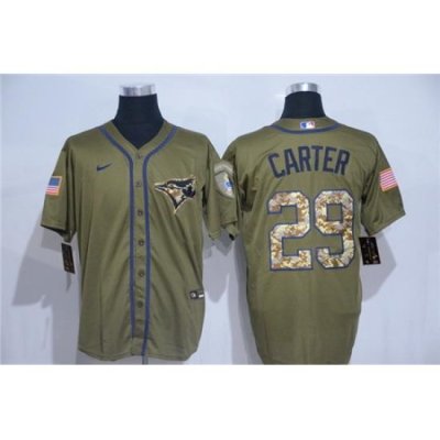 Blue Jays 29 Joe Carter Olive 2020 Nike Cool Base Jersey