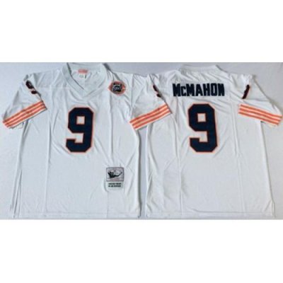 Mitchell&Ness Bears 9 Jim McMahon White Big No Throwback Stitched NFL Jersey