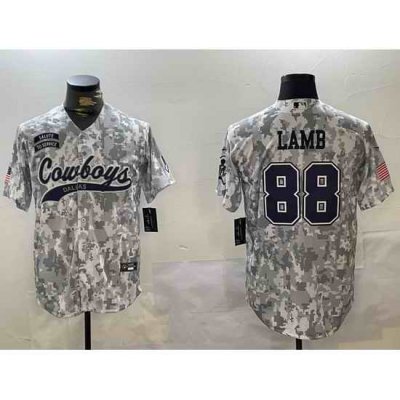 Men Dallas Cowboys 88 CeeDee Lamb 2024 Arctic Camo Salute To Service Stitched Baseball Jersey 3