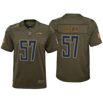 youth chargers jatavis brown olive 2017 salute to service jersey