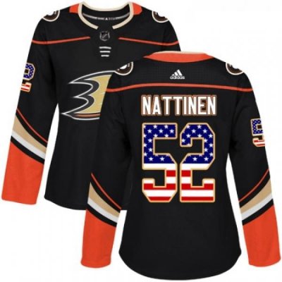 Womens Adidas Anaheim Ducks 52 Julius Nattinen Authentic Black USA Flag Fashion NHL Jersey