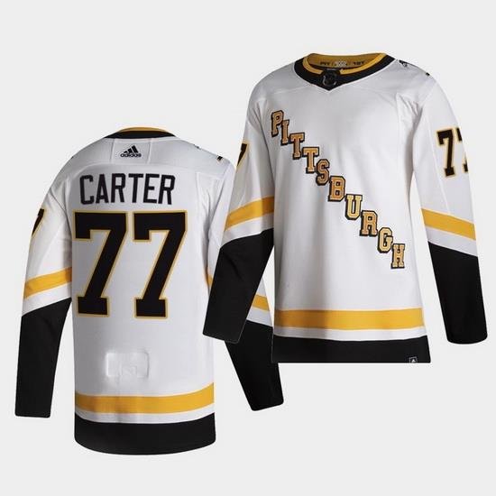 Men Pittsburgh Penguins 77 Jeff Carter 2021 Reverse Retro White Jersey