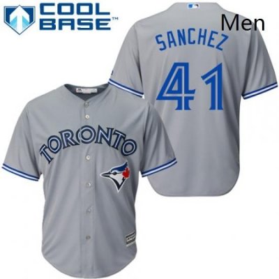 Mens Majestic Toronto Blue Jays 41 Aaron Sanchez Replica Grey Road MLB Jersey