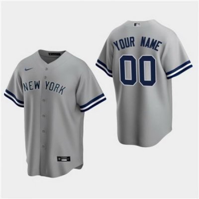 Men Women youth Custom New York Yankees Gray Road Replica Jersey