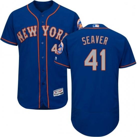 Mens Majestic New York Mets 41 Tom Seaver RoyalGray Alternate Flex Base Authentic Collection MLB Jersey