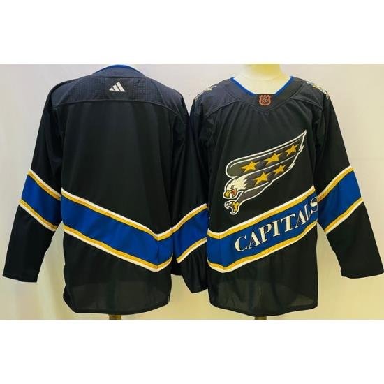 Men Washington Capitals Blank Black 2022 23 Reverse Retro Stitched Jersey