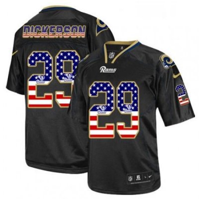 Men Nike Los Angeles Rams 29 Eric Dickerson Elite Black USA Flag Fashion NFL Jersey