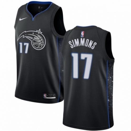 Mens Nike Orlando Magic 17 Jonathon Simmons Swingman Black NBA Jersey City Edition