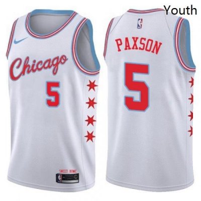 Youth Nike Chicago Bulls 5 John Paxson Swingman White NBA Jersey City Edition