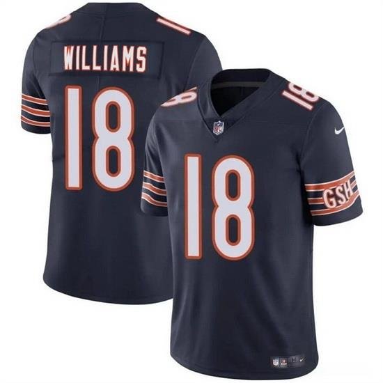 Men Chicago Bears 18 Caleb Williams Navy 2024 Draft Vapor Stitched Football Jersey