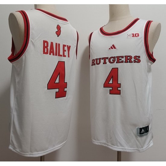 Men Rutgers Scarlet Knights #4 Ace Bailey White Stitched Basketball Jersey