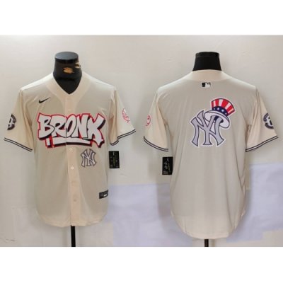 Men New York Yankees Blank Cream The Bronx Graffiti V2 Vapor Limited Stitched Baseball Jersey 6