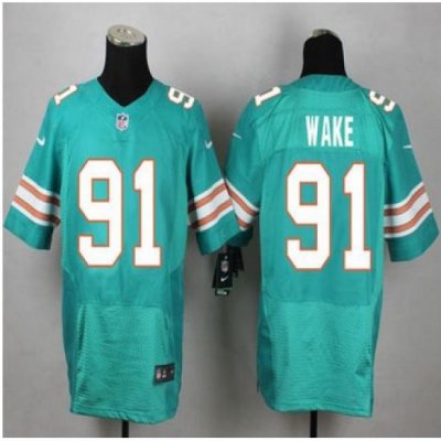 New Miami Dolphins #91 Cameron Wake Aqua Green Alternate Mens Stitched NFL Elite Jersey