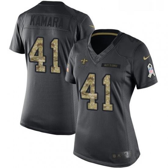 Womens Nike NeW Orleans Saints 41 Alvin Kamara Limited Black 2016 Salute to Service NFL Jersey