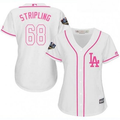 Womens Majestic Los Angeles Dodgers 68 Ross Stripling Authentic White Fashion Cool Base 2018 World Series MLB Jersey