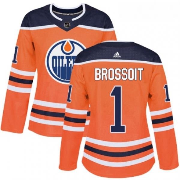 Womens Adidas Edmonton Oilers 1 Laurent Brossoit Authentic Orange Home NHL Jersey