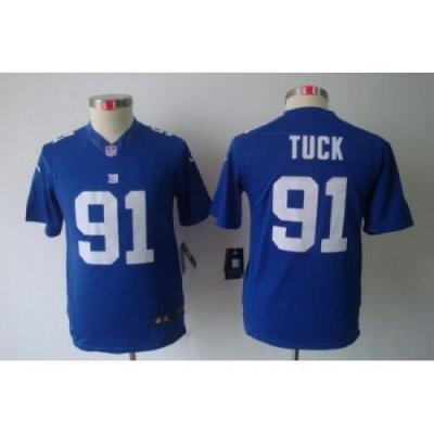 Youth Nike New York Giants 91# Justin Tuck Blue Limited Jerseys