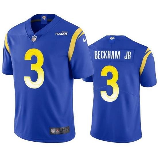 Men Los Angeles Rams 3 Odell Beckham Jr  2021 Royal Vapor Untouchable Limited Stitched Football Jersey