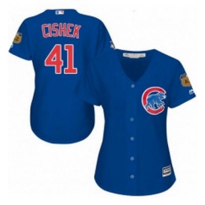 Womens Majestic Chicago Cubs 41 Steve Cishek Replica Royal Blue Alternate MLB Jersey