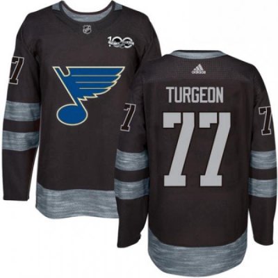 Mens Adidas St Louis Blues 77 Pierre Turgeon Authentic Black 1917 2017 100th Anniversary NHL Jersey