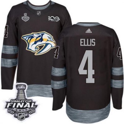 Predators #4 Ryan Ellis Black 1917 2017 100th Anniversary 2017 Stanley Cup Final Patch Stitched NHL Jersey