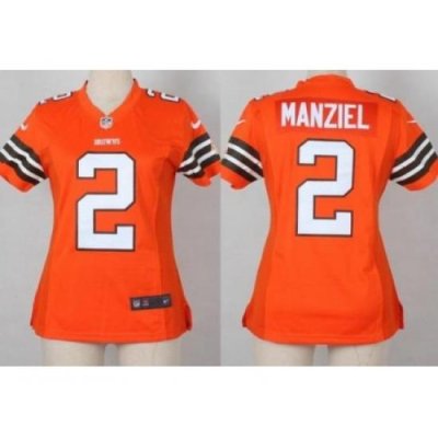 Women Nike Cleveland Browns #2 Johnny Manziel Orange NFL Jerseys