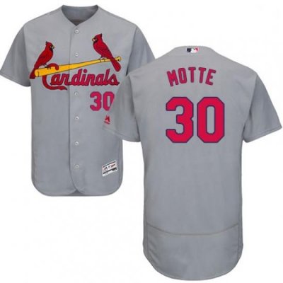 Mens Majestic St Louis Cardinals 30 Jason Motte Grey Road Flex Base Authentic Collection MLB Jersey