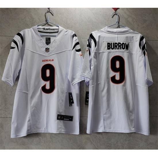 Men Cincinnati Bengals 9 Joe Burrow White 2023 F U S E  Vapor Untouchable Limited Stitched Jersey