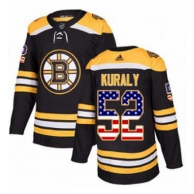 Youth Adidas Boston Bruins 52 Sean Kuraly Authentic Black USA Flag Fashion NHL Jersey