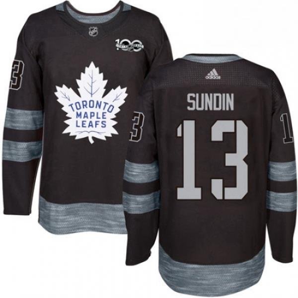 Mens Adidas Toronto Maple Leafs 13 Mats Sundin Authentic Black 1917 2017 100th Anniversary NHL Jersey