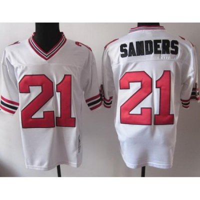 Atlanta Falcons 21 Deion Sanders White M&N ThroWback NFL Jerseys