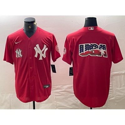 Men NeW York Yankees Big Logo Red Cool Base Stitched Baseball Jersey 1