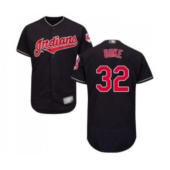 Mens Cleveland Indians 32 Zach Duke Navy Blue Alternate Flex Base Authentic Collection Baseball Jersey