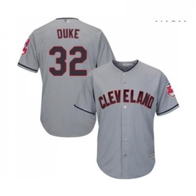 Mens Cleveland Indians 32 Zach Duke Replica Grey Road Cool Base Baseball Jersey