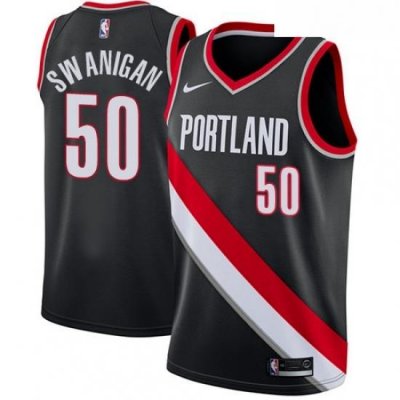 Youth Nike Portland Trail Blazers 50 Caleb Swanigan Swingman Black Road NBA Jersey Icon Edition