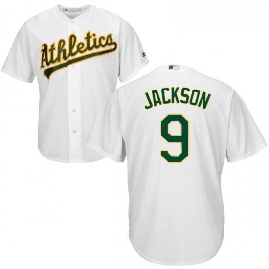 Youth Majestic Oakland Athletics 9 Reggie Jackson Authentic White Home Cool Base MLB Jersey