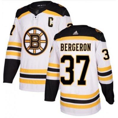 Men Adidas Boston Bruins #37 Patrice Bergeron White NHL Jersey