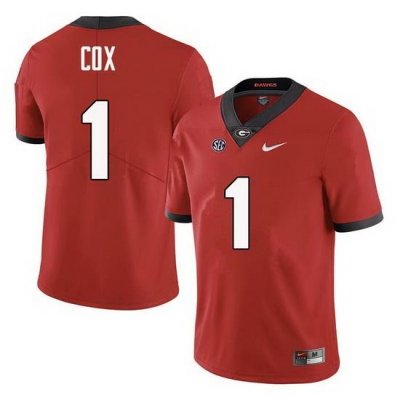 Men Georgia Bulldogs #1 Brenton Cox College Football Jerseys Sale-Red