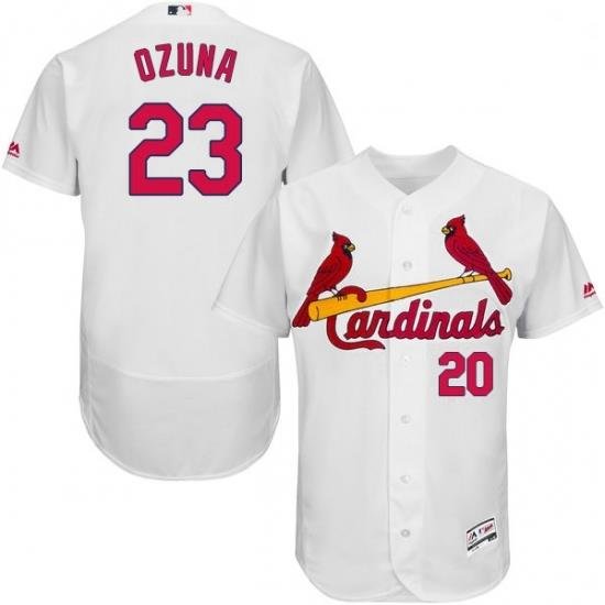 Mens Majestic St Louis Cardinals 23 Marcell Ozuna White Home Flex Base Authentic Collection MLB Jersey