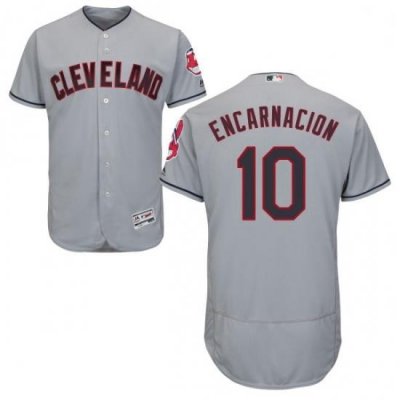 Mens Majestic Cleveland Indians 10 EdWin Encarnacion Grey Flexbase Authentic Collection MLB Jersey