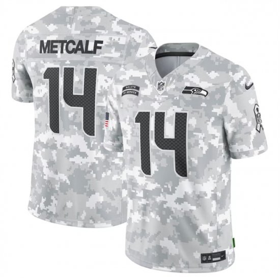 Men Seattle Seahawks 14 DK Metcalf 2024 Arctic Camo Salute To Service Limited Stitched Football Jersey